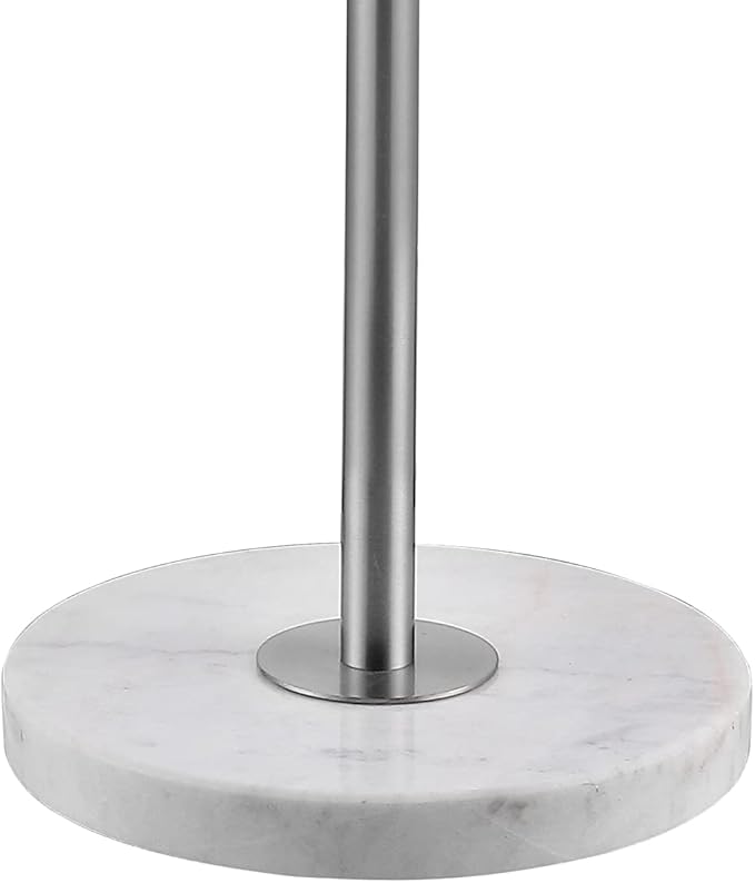 JONATHAN Y 66" Chrome and White Marble Adjustable LED Floor Lamp, Modern Glam Standing Light for Living Room Bedroom, White Linen Shade, Bulb Included (JYL3022C)