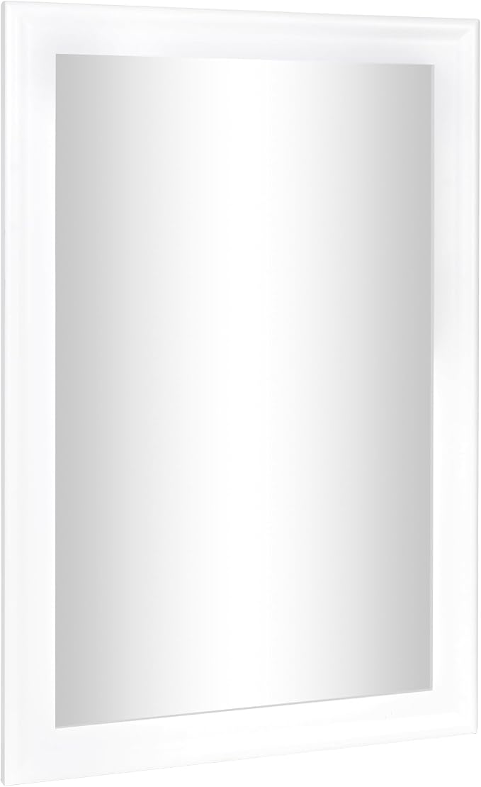 CULER White Wall Mirror for Bathroom,Rectangle Rustic 24 x 36 inch Hanging Vanity Mirrors with Wood Grain Pattern for Living Room,Bedroom,Entryway (24x36 inch, White)