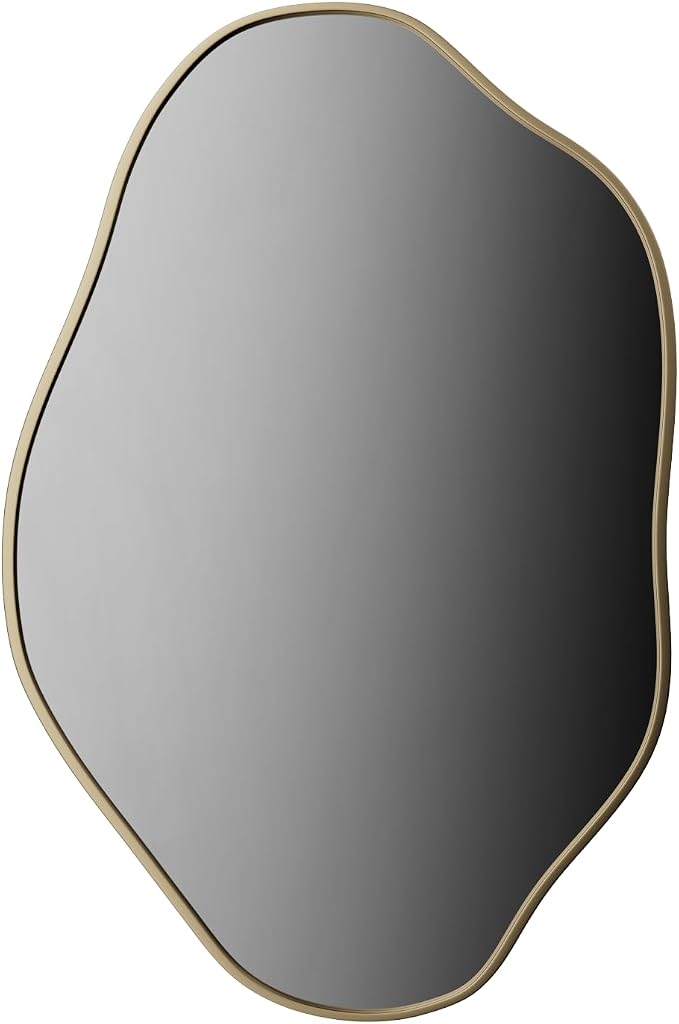 24"x36" Irregular Wall Mirror Cloud Asymmetrical Shaped Gold Aluminum Alloy Framed Mirror for Living Room Bathroom Bedroom Entryway Fireplace