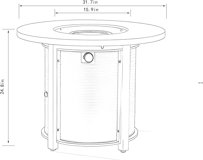 32" Propane Gas Fire Pit Table, 50000 BTU Round Steel Fire Pit with Lid & Glass 2 in 1 Fire Pit Table Rock for Outside Patio Deck Garden Courtyard