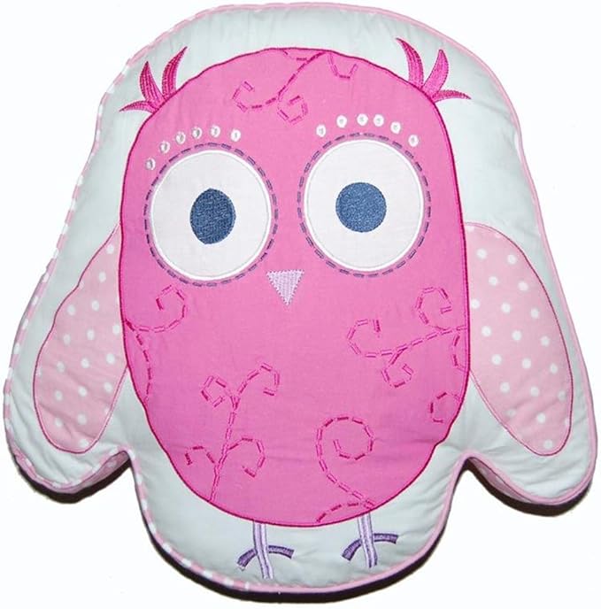 Cozy Line Home Fashions Queen - 7 Piece Cute Owl Pink Blue Green Embroidery 100% Cotton Reversible Girl Bedding Quilt Set, Coverlet, Bedspreads (1 Quilt + 2 Shams + 4 Decorative Pillows)