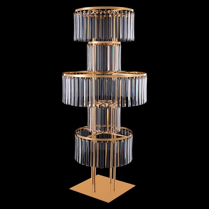 110cm/43in Tall Centerpieces for Table, 1-Pack Large Gold Vases with Hanging Crystal Tassels, Acrylic Flower Stand for Wedding, Banquet, Conference