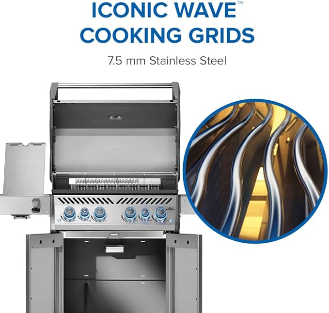 Napoleon Rogue PRO-S 525 Natural Gas Grill with Infrared Side and Rear Burners, Stainless Steel, Durable 6-Burner Cooking Surface