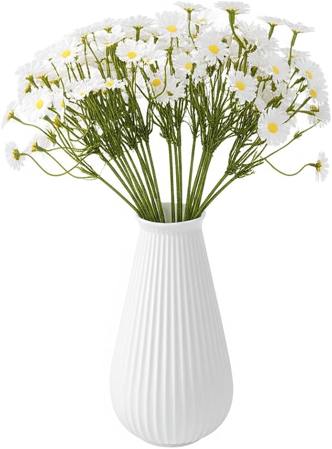 Artificial White Daisy Flowers, 6 Bouquets with 36 Stems, 10 Inch Fake Daisies, Spring Wildflowers for Table Decor
