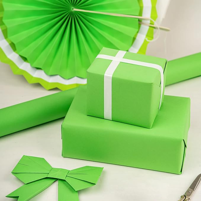 RUSPEPA 30"x 393"(32.8') Light Green Kraft Wrapping Paper Large Jumbo Roll, Recyclable Green Gift Wrap Paper for Birthday Gift Wrapping, Table Cover, Art & Craft Supplies, Easter Bouquet Flower, 80GSM