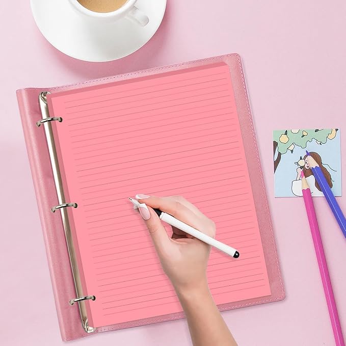 (3-Pack) Colorful 3 Hole Lined Paper - 300 Sheets/600 Pages Loose Leaf Paper Line Refills, Per Color 60 Sheets, 8.5" x 11"