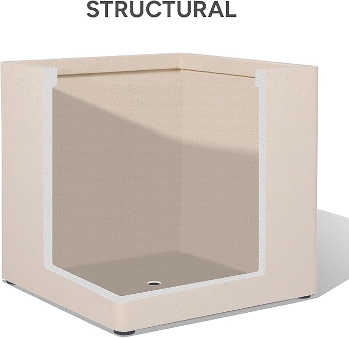20 Inch Square Concrete Planter(20Lx20Wx20H,48 Pounds),Durable All-Weather Use with Drainage Holes,Large Square Planter for Outdoor Indoor Plants