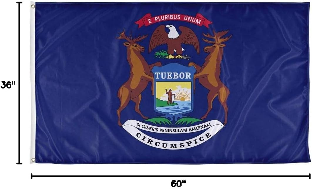Vispronet - Michigan State Flag - 3ft x 5ft Durable Knitted Polyester | Made in the USA