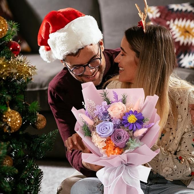 Jtoder Forever Flowers for Delivery, Preserved Flower Bouquets, Long Lasting Purple Roses, Gifts Bouquet for Mother Wife Girlfriend on Festivals Birthday Anniversary