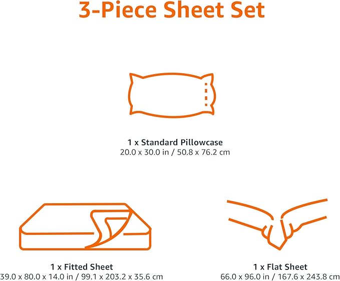 Amazon Basics Lightweight Ultra-Soft Breathable Easy Care Microfiber 3-Piece Bed Sheet Set with 14-Inch Deep Pockets, Twin XL, Dutch Blue, Solid