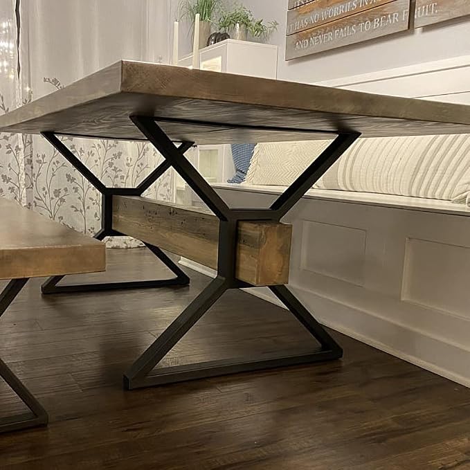 Metal Table Legs - Heavy Duty Desk & Furniture Legs, Modern Industrial Set of 2 (28" Height, 23.6" Wide)