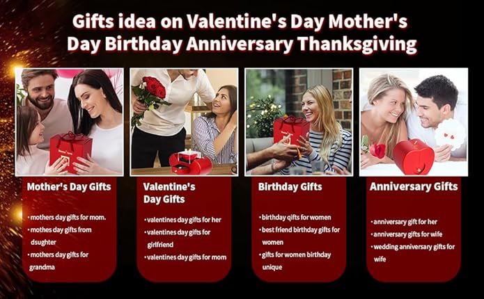Preserved Handmade Red Rose With Hollow Clavicle Necklace,Jewelry Boxes With Necklace For Girlfriend,Wife,Mom With ''To My Love'' Card