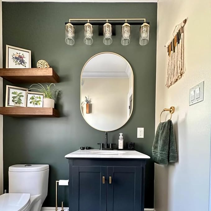 Oval Bathroom Mirror Capsule Wall Vanity Mirror, 20"x30" Pill Mirrors Wall Mounted Mirror, Large Modern Mirror with Gold Metal Frame, Decor for Entryway, Bedroom, Living Room