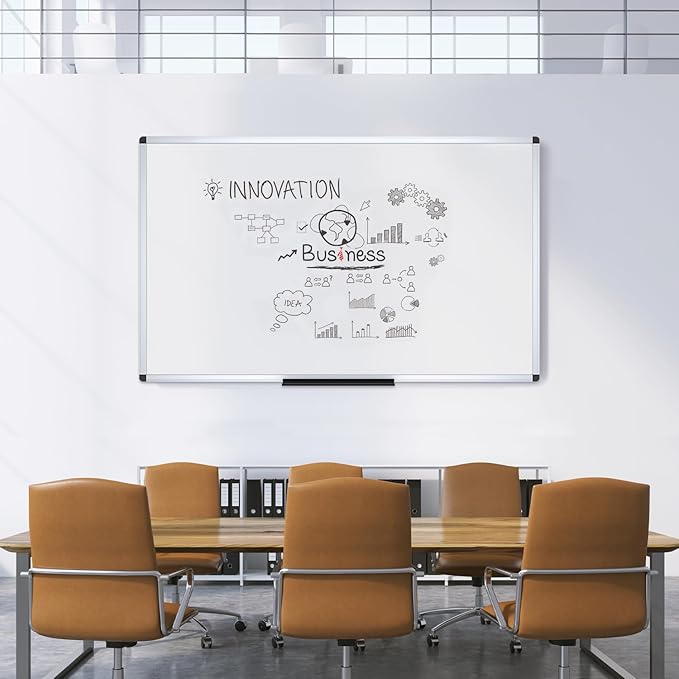 VIZ-PRO Large Magnetic Dry Erase White Board for Wall, 60 X 48 inches, Pack of 2, 5' x 4' Aluminum Framed Whiteboard with Marker Tray for School Office Home