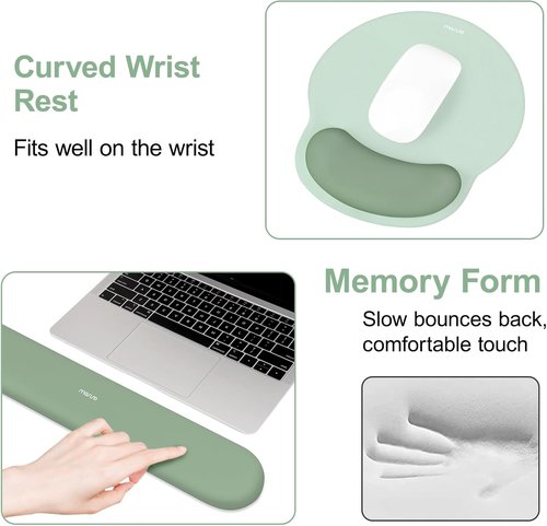 MOSISO Ergonomic Mouse Pad & Wrist Rest Support - Non-Slip Base, Antique Green | Fits 13-13.3 Inch Laptops