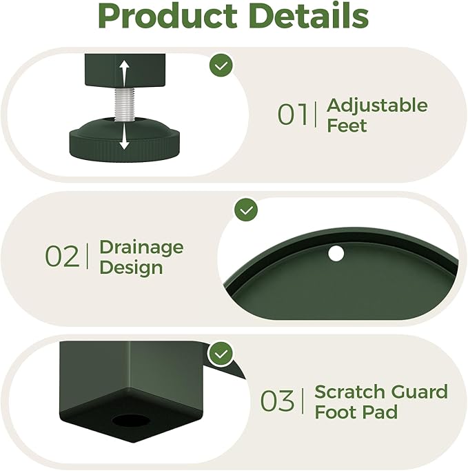 Bamworld Corner Plant Stand Indoor Outdoor, Tall Metal Flower Pot Stands for Multiple Plants, 4 Tier Dark Green Heavy Duty Plant Shelf for Patio Garden Balcony Living Room Bedroom(Patent Design)