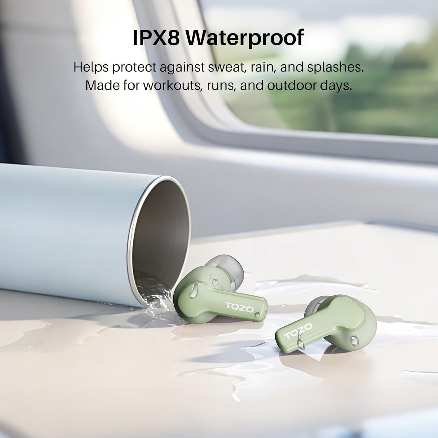 TOZO Hybrid Active Noise Cancelling Wireless Earbuds - 68H Playtime, 6 Mics, IPX8 Waterproof | Bluetooth 5.3