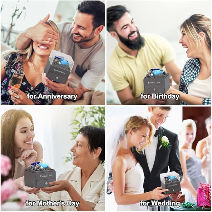 SHOKUTO Preserved Rose,Birthday Gifts for Women Mom Girlfriend,Gifts for Mom Grandma Wife Daughter Sister,Jewelry Boxes with Necklace
