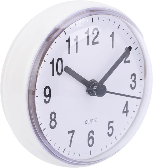 AOZBZ Waterproof Shower Clock - Battery Operated with Suction Cup Mount | Small White Bathroom Timer