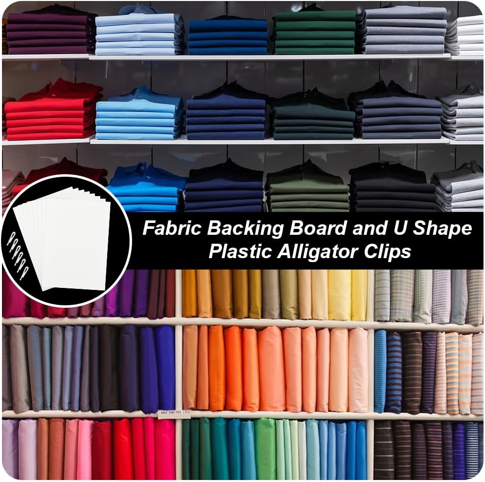 Skiennix Fabric Storage Boards - 200 Pcs 7.5 x 10.6 Inch with 3 mm Thickness & 900 U-Shape Clips