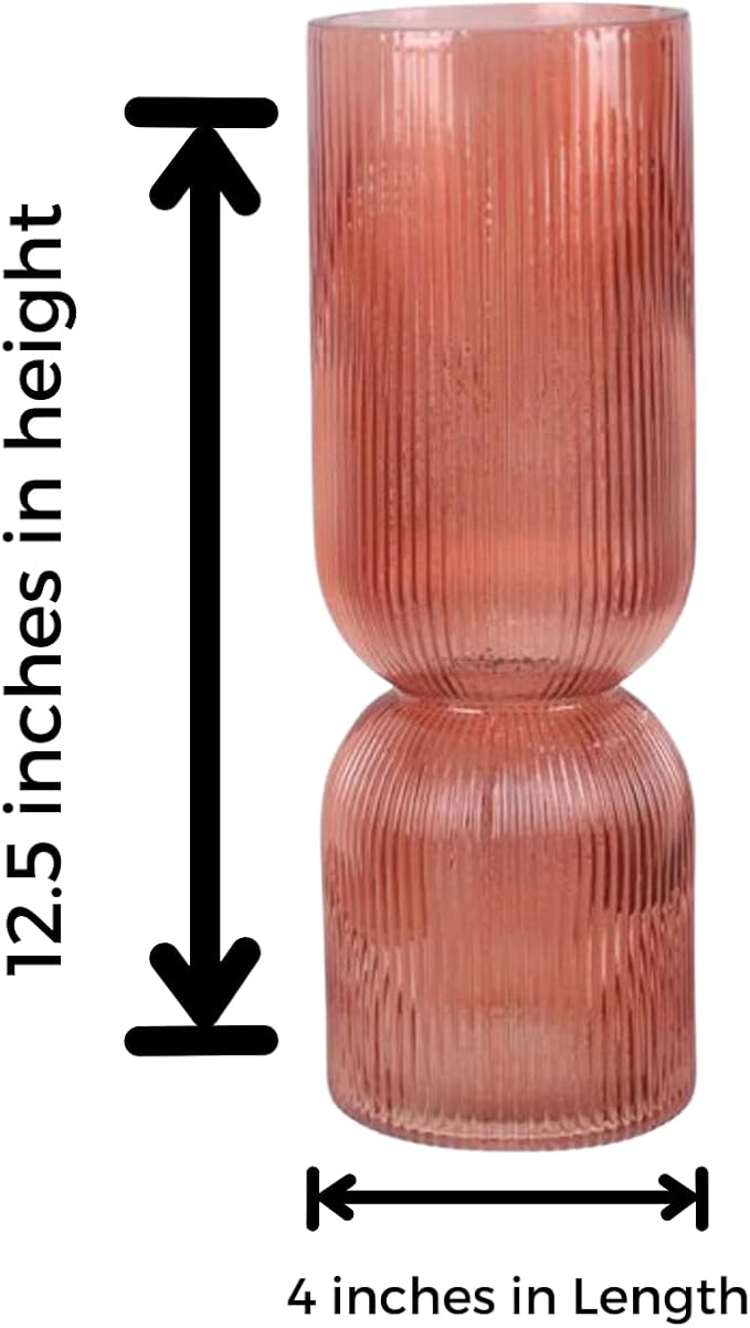 Young's IncCoral Handblown Glass Vase – Modern Textured Decorative Tabletop Accent, 12 inch Tall Sculptural Centerpiece for Home Decor