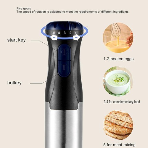 Skiennix 4-In-1 Hand Blender - Multifunctional Immersion Blender with 700ml Mixing Cup & 500ml Meat Bowl