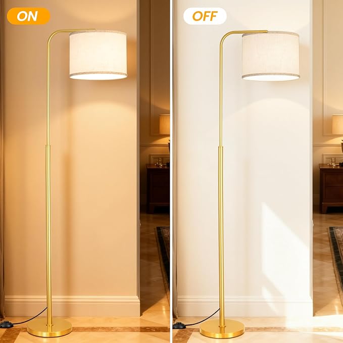 Remote Floor Lamp for Living Room and Bedroom - Modern RGB Standing Lamps Tall with Led Blub and Dimmable Light - Black Arc Room Lights with Shade for Home Decor Office Corner and Reading ( Gold+RGB)