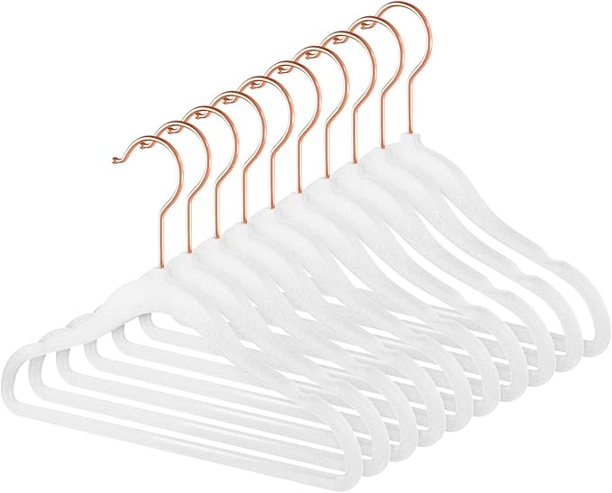 MIZGI Baby Velvet Hangers,Non-Slip Kids & Toddler Hangers,11.8 Inch Hangers for Baby Clothes,Pack of 50(White)