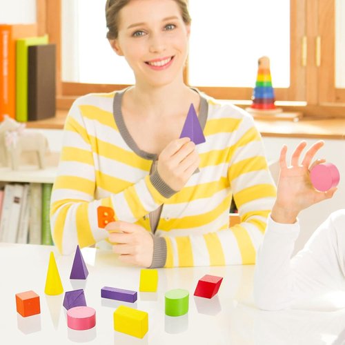 Deekin 36 Pcs 3D Geometric Shapes - Engaging Math Manipulatives for Montessori Learning