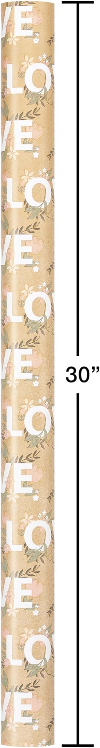American Greetings 175 sq. ft. Reversible Flower Wrapping Paper Bundle for Weddings, Bridal Showers, Engagement, Anniversaries and All Occasions, Love Text and Floral (1 Roll, 30 in x 70 ft.)