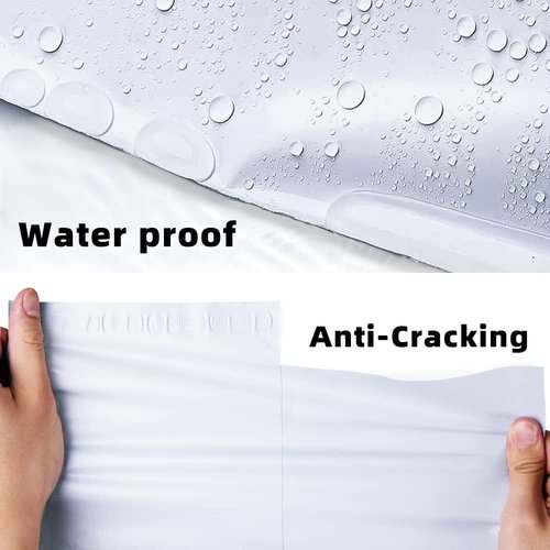 POLYSELLS Poly Mailers - 500 Pcs 12x15.5 Inches White & Silver Shipping Envelopes | Waterproof & Tear-Resistant