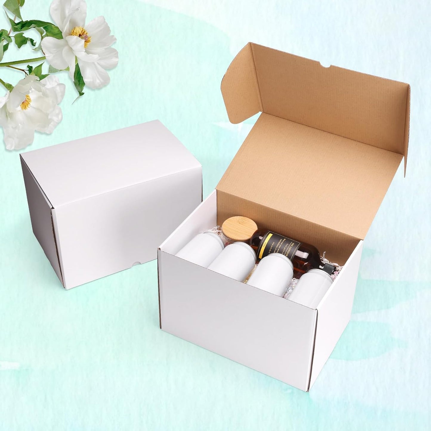 WIFTREY 12x10x6 Shipping Boxes - Set of 15 White Corrugated Cardboard Boxes for Small Business & Moving