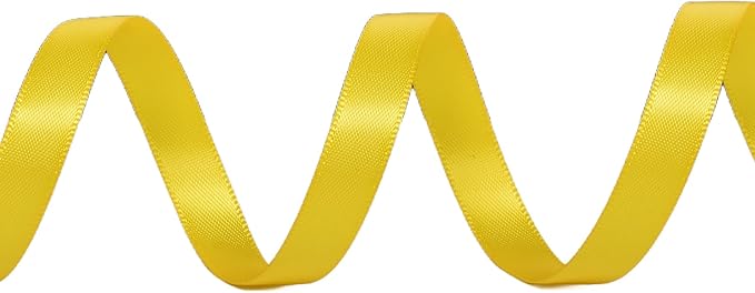 YAMA Yellow Double Faced Satin Ribbon 3/8 Inch 25 Yards Thin Yellow Ribbons for Gift Wrapping Crafts Hair Bows Wedding Party Christmas Decoration
