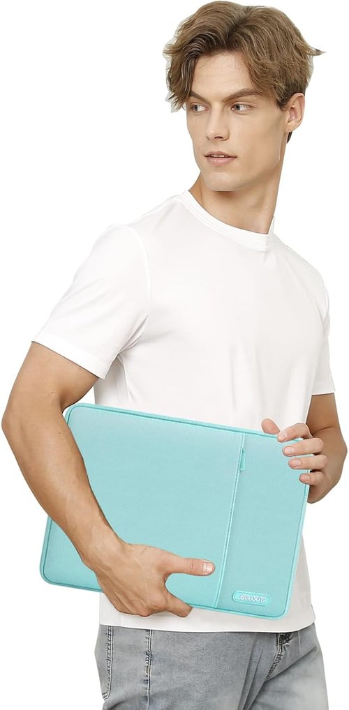 MOSISO Laptop Case - 13 Inch Sleeve for MacBook Air & Pro | Mint Blue Polyester with Pocket