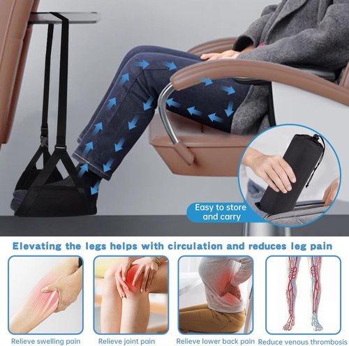 Airplane Foot Hammock by TravelEase - Adjustable Footrest for Comfort During Long Flights | Portable Black Design