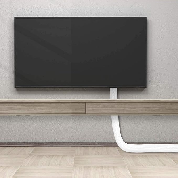 6.6ft - 1/2 inch Grey Cable Sleeve, Cable Organizer for Desk PC TV Computer, Wire Protector Cable Wrap Cover, Cord Management for Home Office