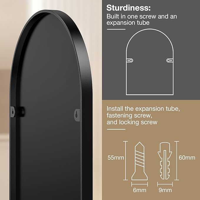 Brightify Arched Mirror, 30 x 40 Inch Black Arch Mirror, Metal Frame Black Arched Wall Mirror, Arched Top Bathroom Vanity Mirror for Living Room Bedroom Mantel Entryway Hallways