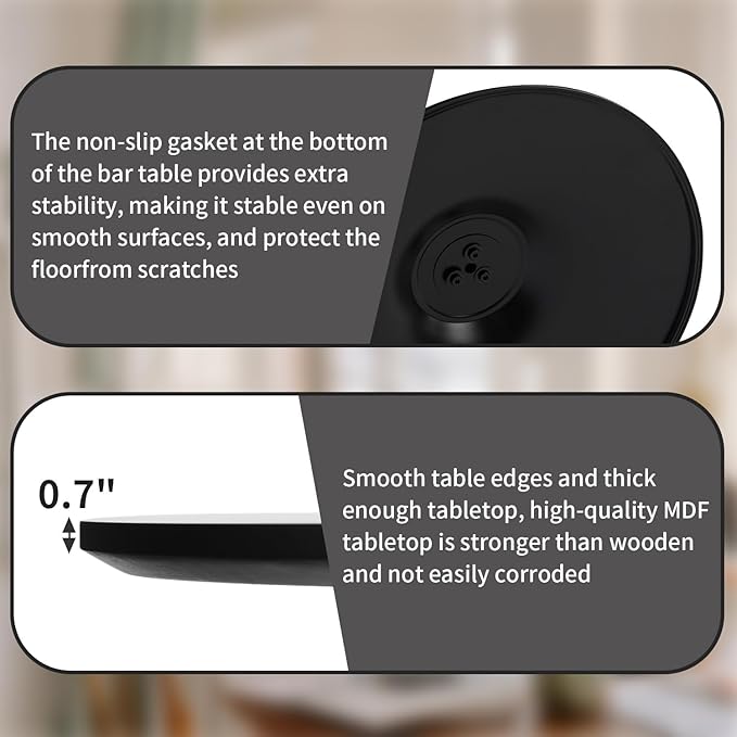 Black Round Dining Table 31.5" Tulip Dining Room Tables Kitchen Dinner Circle Table 2-4 People with MDF Tables Top Mid-Century Small Social Tables for Break, Dining, Living Room, Cafe, Lobby