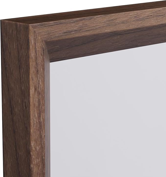 WEER Bathroom Mirror, 36x36 Inch Wall Mirror, Walnut Wood Grain Framed Mirror, Rectangle Vanity Mirror, Tempered Glass, Anti-Rust, Hangs Horizontally or Vertically