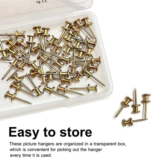 FUZANWJ Double Headed Picture Hangers - 50pcs Heavy-Duty Wall Nails for Easy Picture Hanging