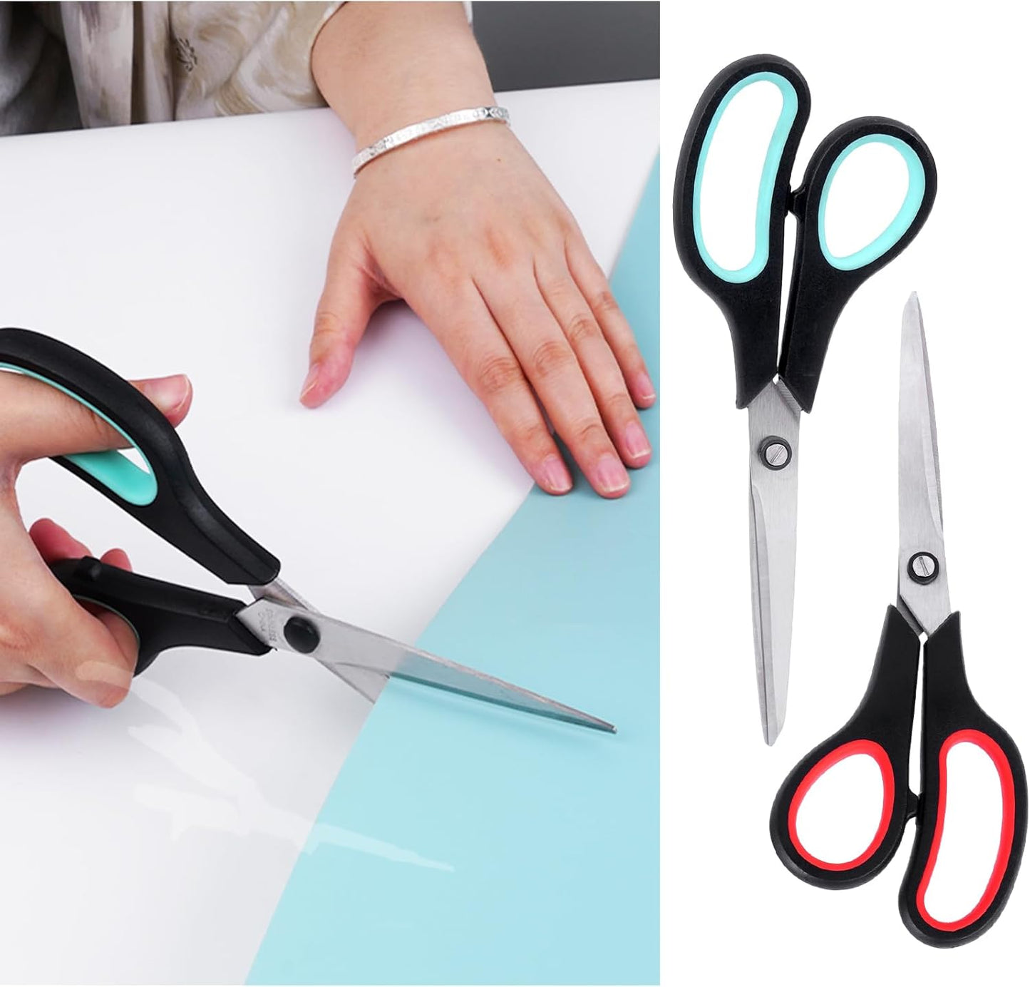 Skiennix Stainless Steel Scissors - Heavy Duty All-Purpose Tools for Office, Crafts & Home | 2 Pack
