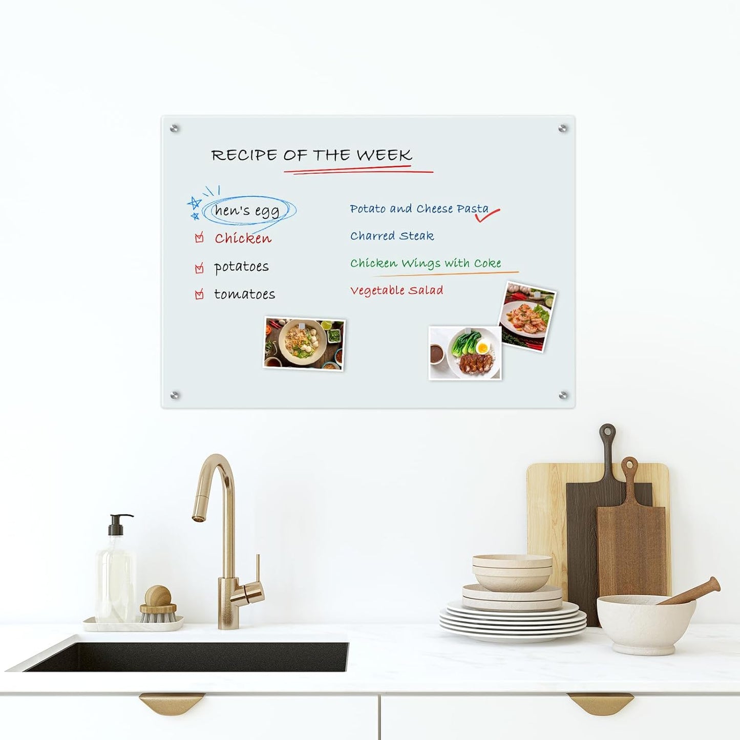 WALGLASS Magnetic Glass Whiteboard - 36"x24" Frameless Dry Erase Board for Office & School | Includes 6 Magnets & Pen Tray
