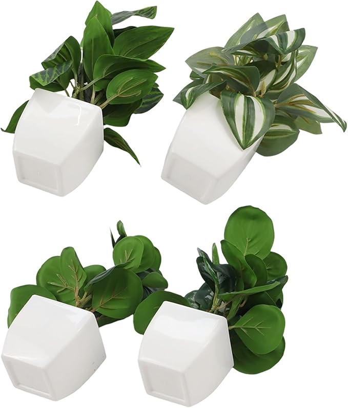 FABULETTA Artificial Potted Plants Set of 4 Small Faux Greenery for Indoor Home Decor, Realistic Plastic Mini Plants for Living Room, Bedroom, Kitchen, Office Shelves