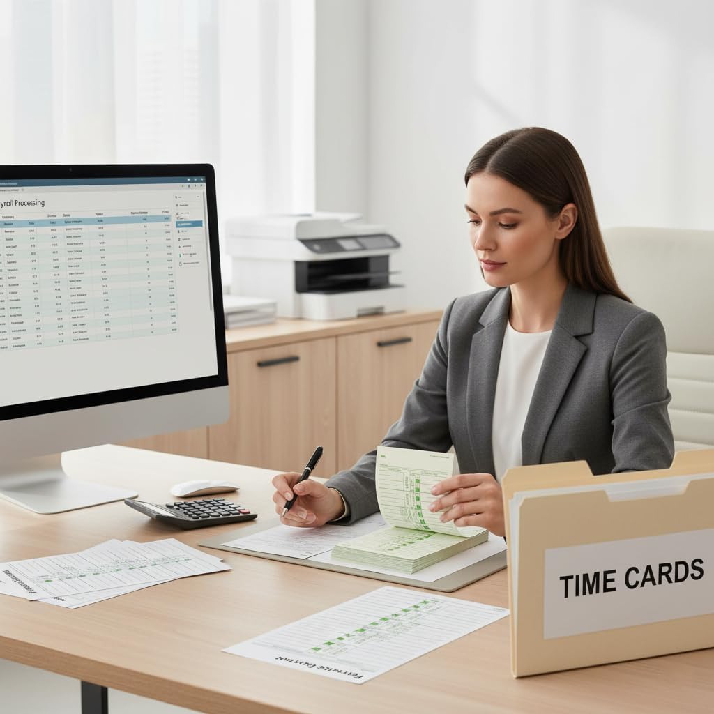 Weekly Time Cards - 1-Sided, 3.5" x 9", Named Days, 100-Count | Green Print for Time Clocks