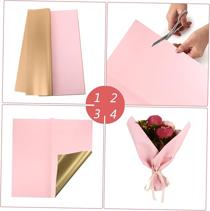 Holibanna 20Pcs Double-sided Wrapping Paper for Flowers Bouquet Craft Projects Stylish Dual Color Floral Wrap for Wedding Birthday Christmas Packaging