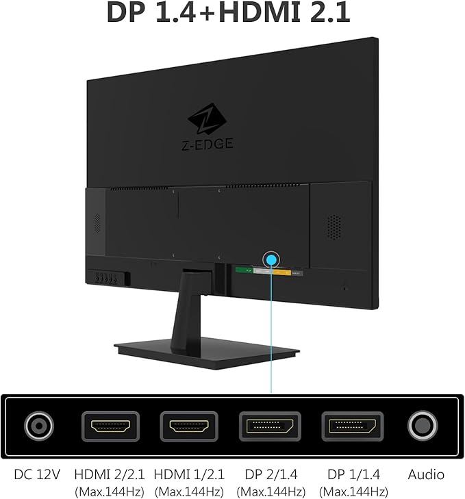 4K Monitor, Z-Edge 28 inch IPS Monitor, UHD 3840x2160 IPS Computer Monitor, 300 cd/m², 144Hz Refresh Rate, 1ms MPRT Response Time, U28I4K Ultra-Thin Bezel