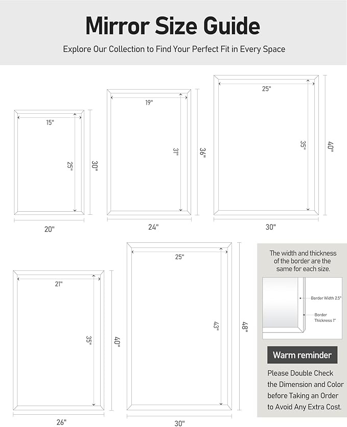 CULER Silver Wall Mirror for Bathroom,Rectangle Rustic 24 x 36 inch Hanging Vanity Mirrors with Wood Grain Pattern for Living Room,Bedroom,Entryway