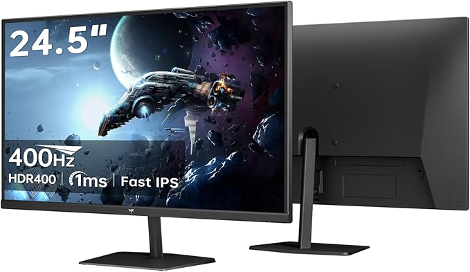 KTC 24.5 inch 400Hz 240Hz Gaming Monitor | Fast IPS 1ms | FHD 1080P Monitor | HDR 400 128% sRGB | HDMI x2, DP x2 |Tilt Adjustability Silver-Gray VESA 360Hz Monitors H25X7