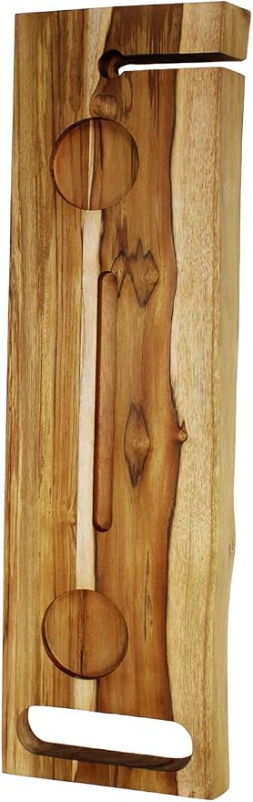 EcoDecors Eleganto 42" Live Edge Solid Teak Bath Caddy Tray with Handle, Book & Tablet Holder, Wine Glass Holders, Luxury Bathtub Tray