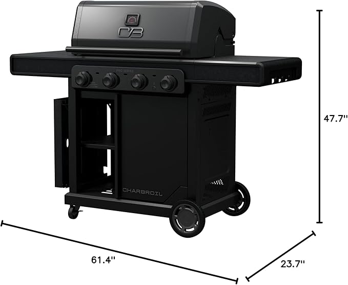 Charbroil Pro Series with Amplifire Infrared Technology 4-Burner Propane Gas Grill and Griddle Cabinet, Black - 463279224